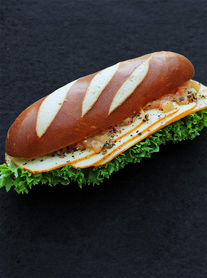 Laugenstangerl mit Jerome&Birnenchutney